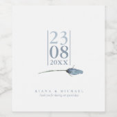 Floral Sparkles Wedding Dusty Blue ID889 Wijn Etiket (Enkel label)