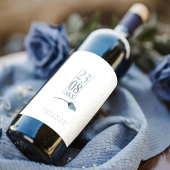 Floral Sparkles Wedding Dusty Blue ID889 Wijn Etiket