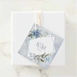 Floral Sparkles Wedding Initialen Dusty Blue ID889 Bedankjes Labels
