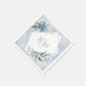 Floral Sparkles Wedding Initialen Dusty Blue ID889 Servet (Hoek)