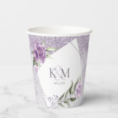Floral Sparkles Wedding Initialen Mauve ID889 Papieren Bekers (Achterkant)