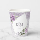 Floral Sparkles Wedding Initialen Mauve ID889 Papieren Bekers (Voorkant)