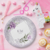 Floral Sparkles Wedding Initialen Mauve ID889 Papieren Bordje (Feest)