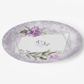 Floral Sparkles Wedding Initialen Mauve ID889 Papieren Bordje (Gekanteld)