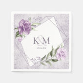 Floral Sparkles Wedding Initialen Mauve ID889 Servet (Voorkant)
