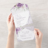 Floral Sparkles Wedding Mauve ID889 All In One Uitnodiging (Afscheurbaar)