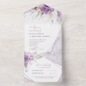 Floral Sparkles Wedding Mauve ID889 All In One Uitnodiging (Binnen)