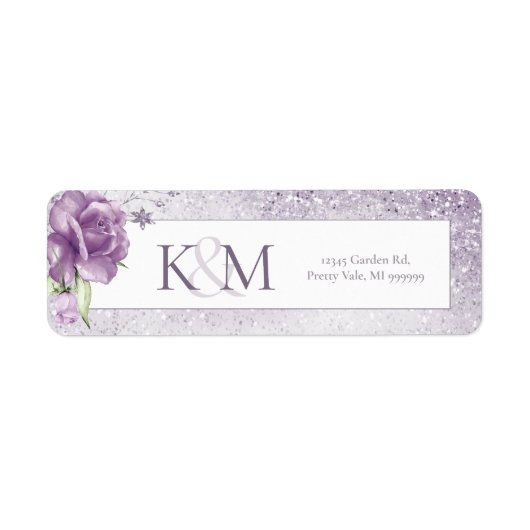Floral Sparkles Wedding Mauve ID889 Etiket (Voorkant)