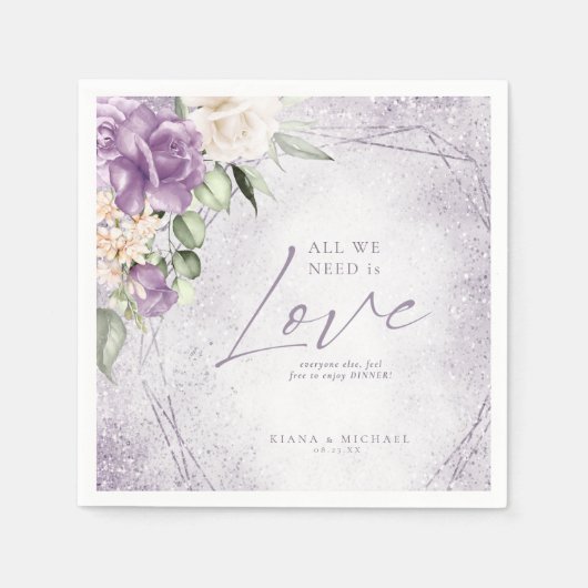 Floral Sparkles Wedding Mauve ID889 Servet (Voorkant)