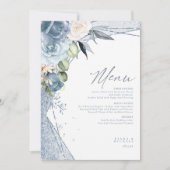 Floral Sparkles Wedding Menu1 Blue ID889 (Voorkant)
