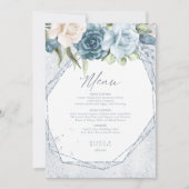 Floral Sparkles Wedding Menu3 Blue ID889 (Voorkant)