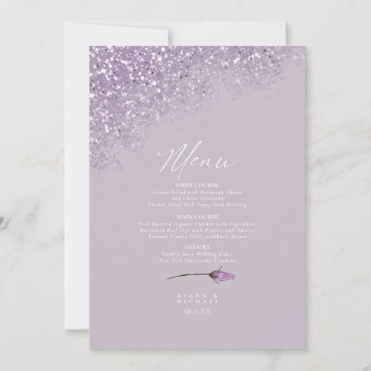 Floral Sparkles Wedding Menu4 Mauve ID889 (Voorkant)