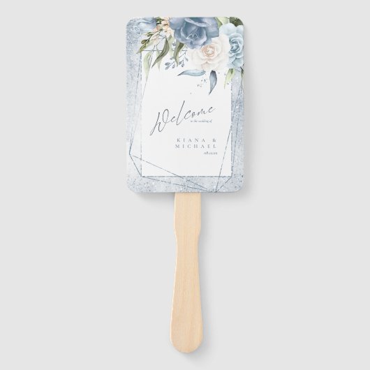 Floral Sparkles Wedding Party of Program Bl ID889 Handwaaier (Voorkant)