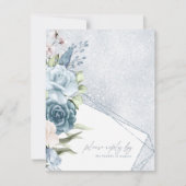 Floral Sparkles Wedding RSVP Dusty Blue ID889 Kaartje (Voorkant)