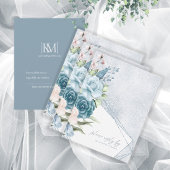 Floral Sparkles Wedding RSVP Dusty Blue ID889 Kaartje