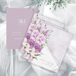 Floral Sparkles Wedding RSVP Mauve ID889 Kaartje