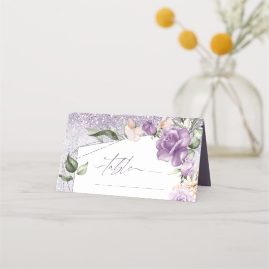 Floral Sparkles Wedding Table Mauve ID889 Plaatskaartje (Voorkant)