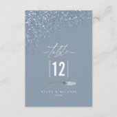 Floral Sparkles Wedding Table Number Blue2 ID89 Kaart (Voorkant)
