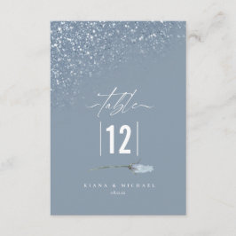 Floral Sparkles Wedding Table Number Blue2 ID89 Kaart