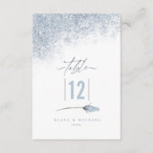 Floral Sparkles Wedding Table Number Blue ID89 Kaart (Voorkant)