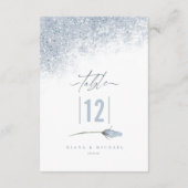 Floral Sparkles Wedding Table Number Blue ID89 Kaart (Achterkant)