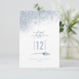 Floral Sparkles Wedding Table Number Blue ID89 Kaart