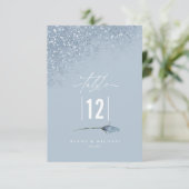 Floral Sparkles Wedding Table Number Blue ID89 Kaart (Staand voorkant)