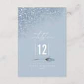 Floral Sparkles Wedding Table Number Blue ID89 Kaart (Achterkant)
