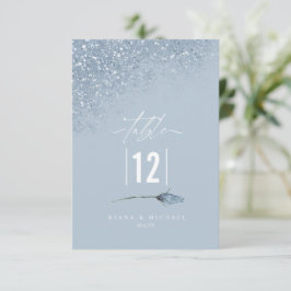 Floral Sparkles Wedding Table Number Blue ID89 Kaart