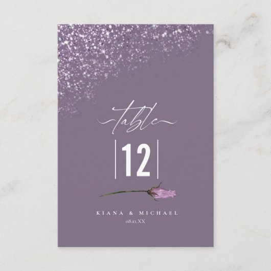 Floral Sparkles Wedding Table Number Mauve2 ID889 Kaart (Voorkant)