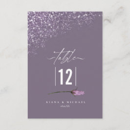 Floral Sparkles Wedding Table Number Mauve2 ID889 Kaart