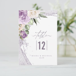 Floral Sparkles Wedding Table Number Mauve ID889 Kaart