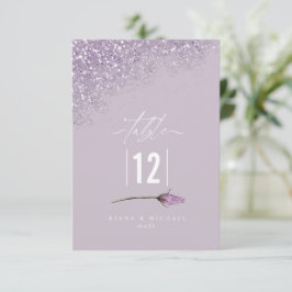 Floral Sparkles Wedding Table Number Mauve ID889 Kaart