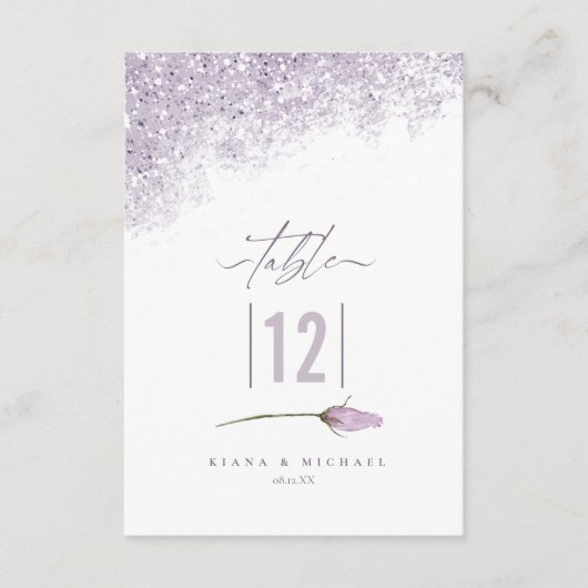 Floral Sparkles Wedding Table Number Mauve ID889 Kaart (Voorkant)