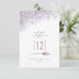Floral Sparkles Wedding Table Number Mauve ID889 Kaart