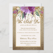 Floral Sparkling Amethyst Gelofte Vernieuwing Jubi Kaart (Voorkant)