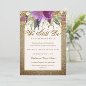 Floral Sparkling Amethyst Gelofte Vernieuwing Jubi Kaart (Staand voorkant)