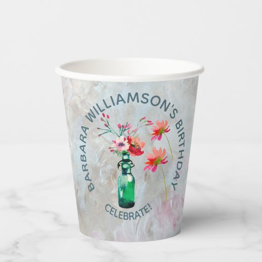 Floral Special Friend Birthday Party Papieren Bekers (Voorkant)