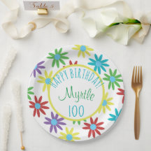 Floral Specialized 100th Birthday Paper Bord