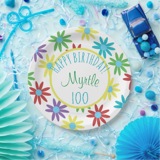 Floral Specialized 100th Birthday Paper Bord (Feest)