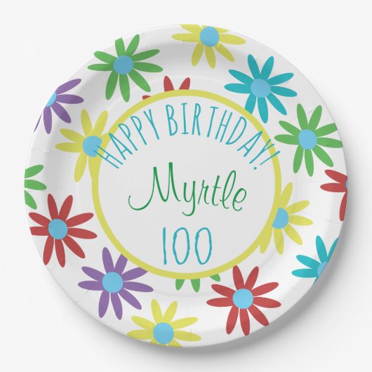 Floral Specialized 100th Birthday Paper Bord (Voorkant)