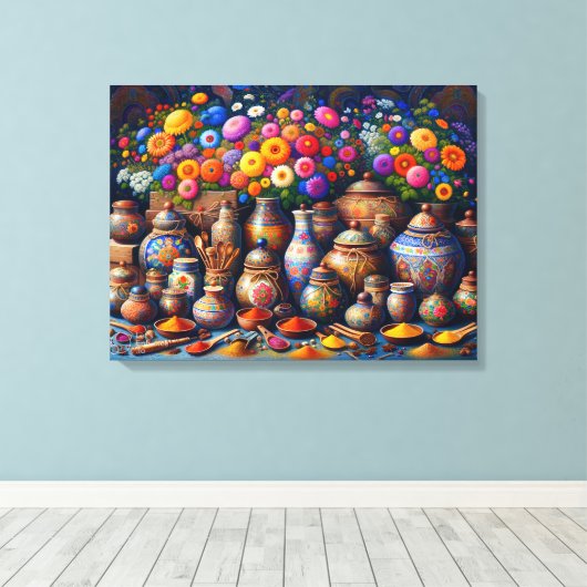 "Floral Spice Bazaar" Canvas Afdruk (Insitu (Houten vloer))