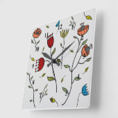 Floral Spice Colorful Flowers Pattern Illustratie Vierkante Klok (Hoek)