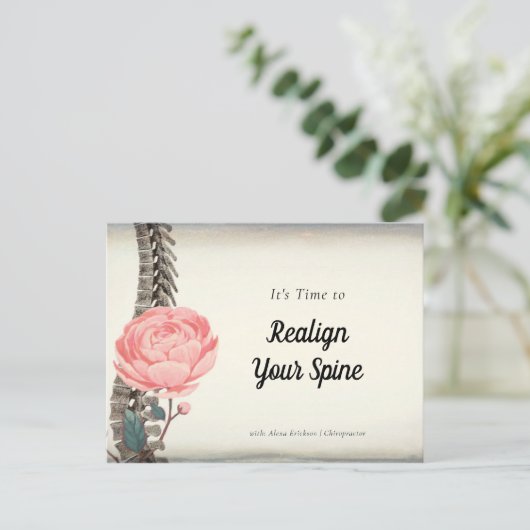  Floral Spine Chiropractor Afspraak Briefkaart (Staand voorkant)