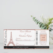 Floral Spiral Boarding Pass Wedding Invitation Kaart (Staand voorkant)