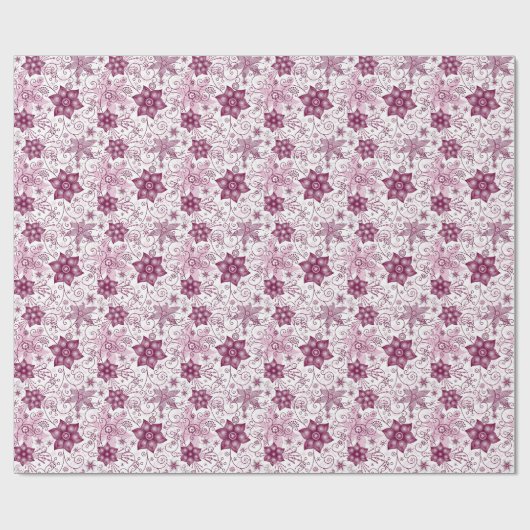 Floral Spiral Pink en White Pattern Cadeaupapier (Vlak)