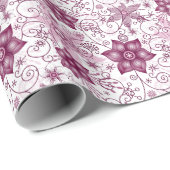 Floral Spiral Pink en White Pattern Cadeaupapier (Rol Hoek)