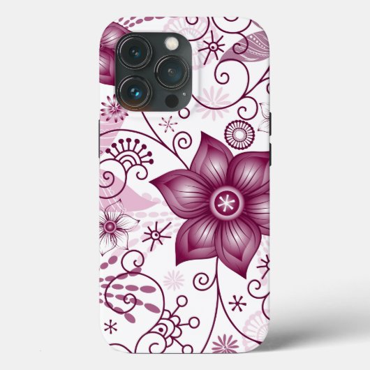 Floral Spiral Pink en White Pattern Case-Mate iPhone Case (Achterkant)