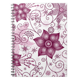 Floral Spiral Pink en White Pattern Notitieboek