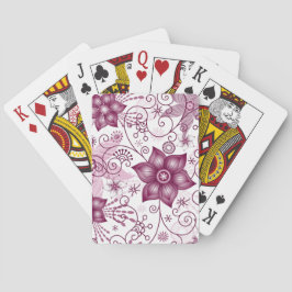 Floral Spiral Pink en White Pattern Pokerkaarten
